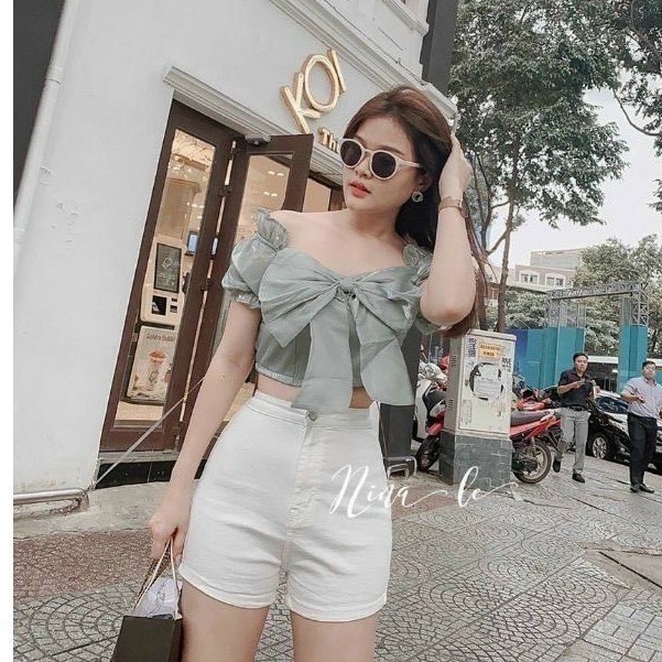 Quần Short Jean Nữ Cạp Cao Co giãn tốt