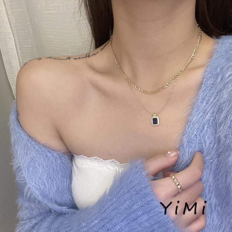 Vòng cổ Hai Lớp Màu Đen Đơn Giản Thời Trang