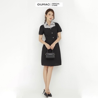 Đầm body nữ sexy xếp ly GUMAC màu đen, tay ngắn thanh lịch DB526
