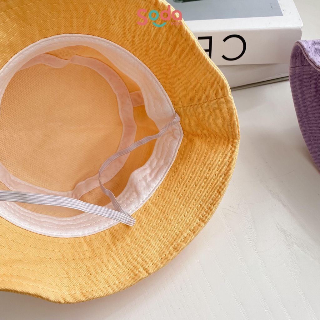 Mũ vành cho bé SODA KIDS in hình mèo con dễ thương, có quai chun cho bé 9-24m (2 màu)