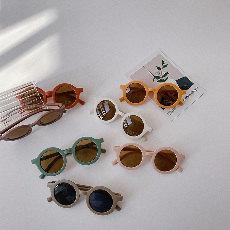 Kính mát hình tròn màu trơn thời trang cho bé