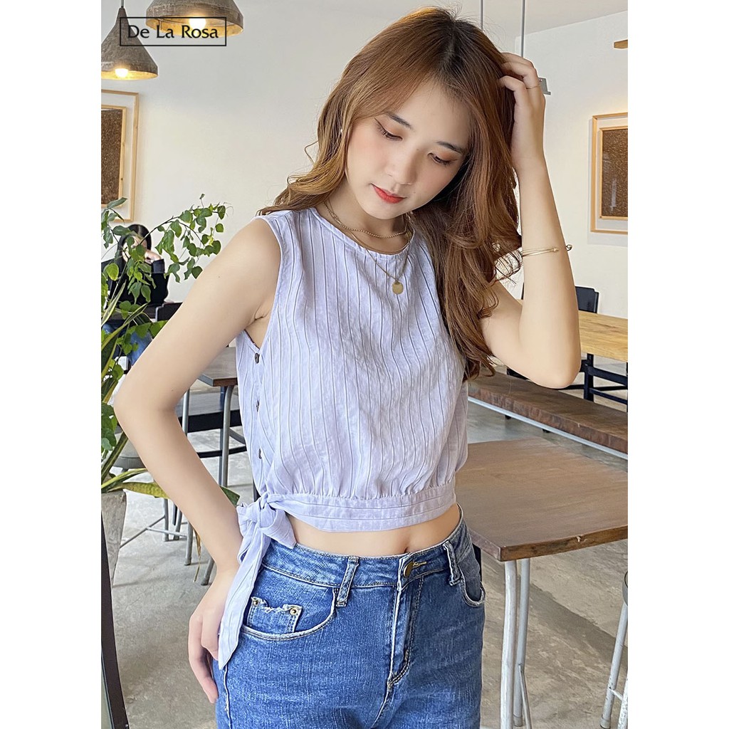 Áo Croptop Tím Bo Eo - De La Rosa