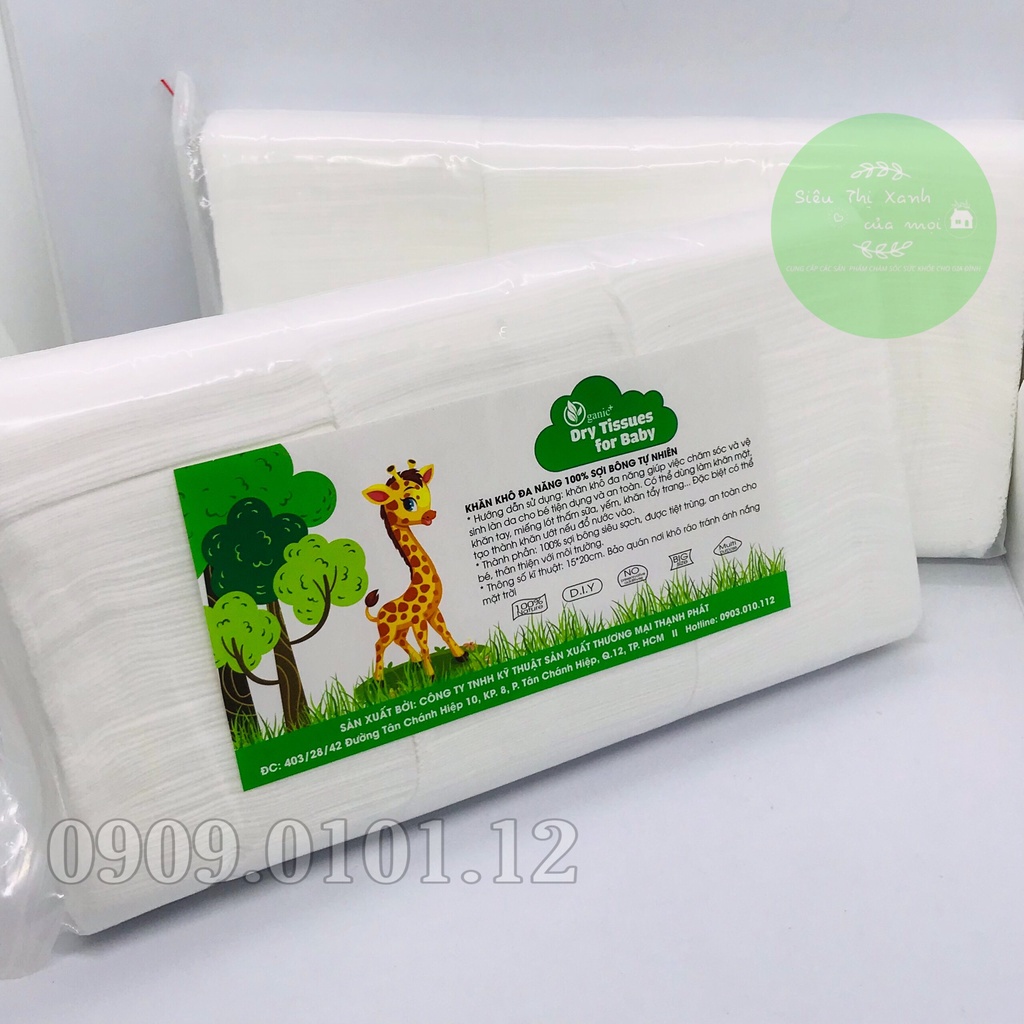 Khăn khô đa năng Oganic+, khăn lau khô hàng xuất nhật bịch 300gr
