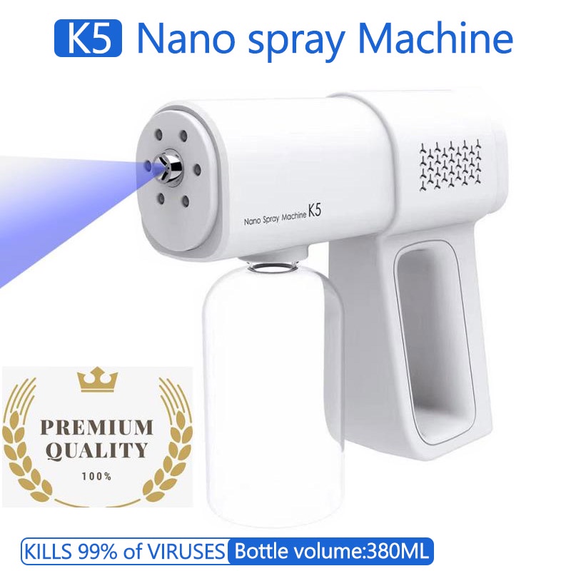 Súng Khử Khuẩn Phun Trùng Cầm Tay Phun Sương ánh Sáng Xanh Nano Phun Chất Lỏng Dung Tích Lớn 800ml