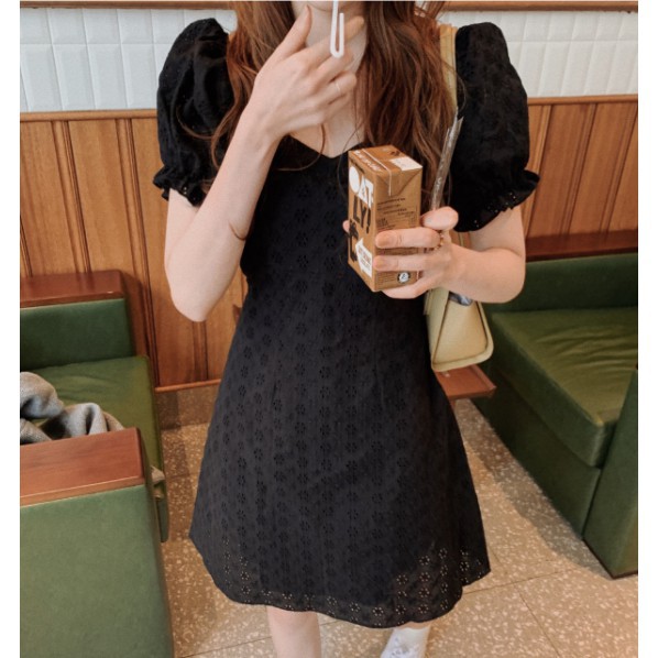 Đầm Peppermint 43794 tay ngắn họa tiết hoa phong cách Hàn Quốc thời trang xinh xắn cho nữ