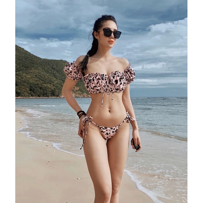 [BKN399] &lt;ÂU&gt; SET BIKINI TAY NGẮN TRẮNG/ĐỎ/ĐEN/BEO HỒNG