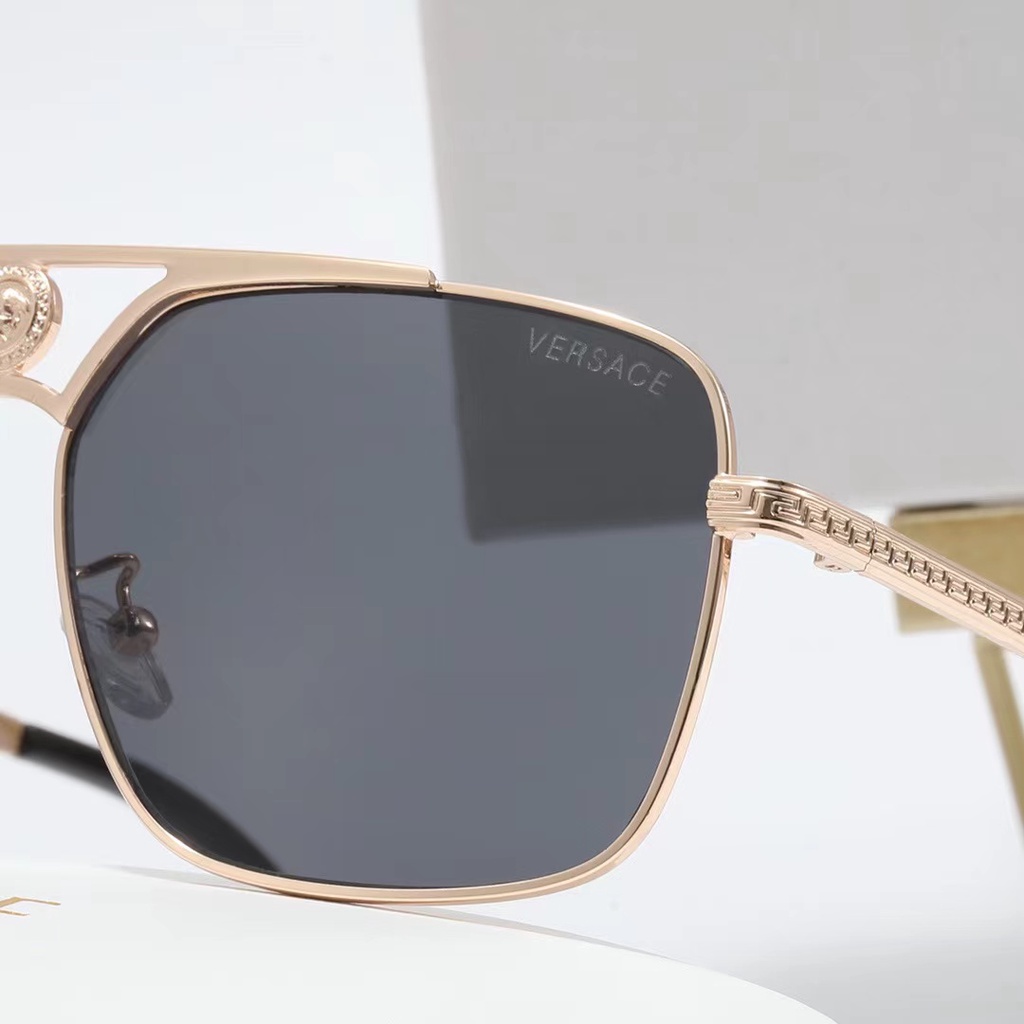 Kính Mát Gọng Cong Bằng Kim Loại 2022 Versace Chống Tia UV400 Sang Trọng Cho Nam Và Nữ