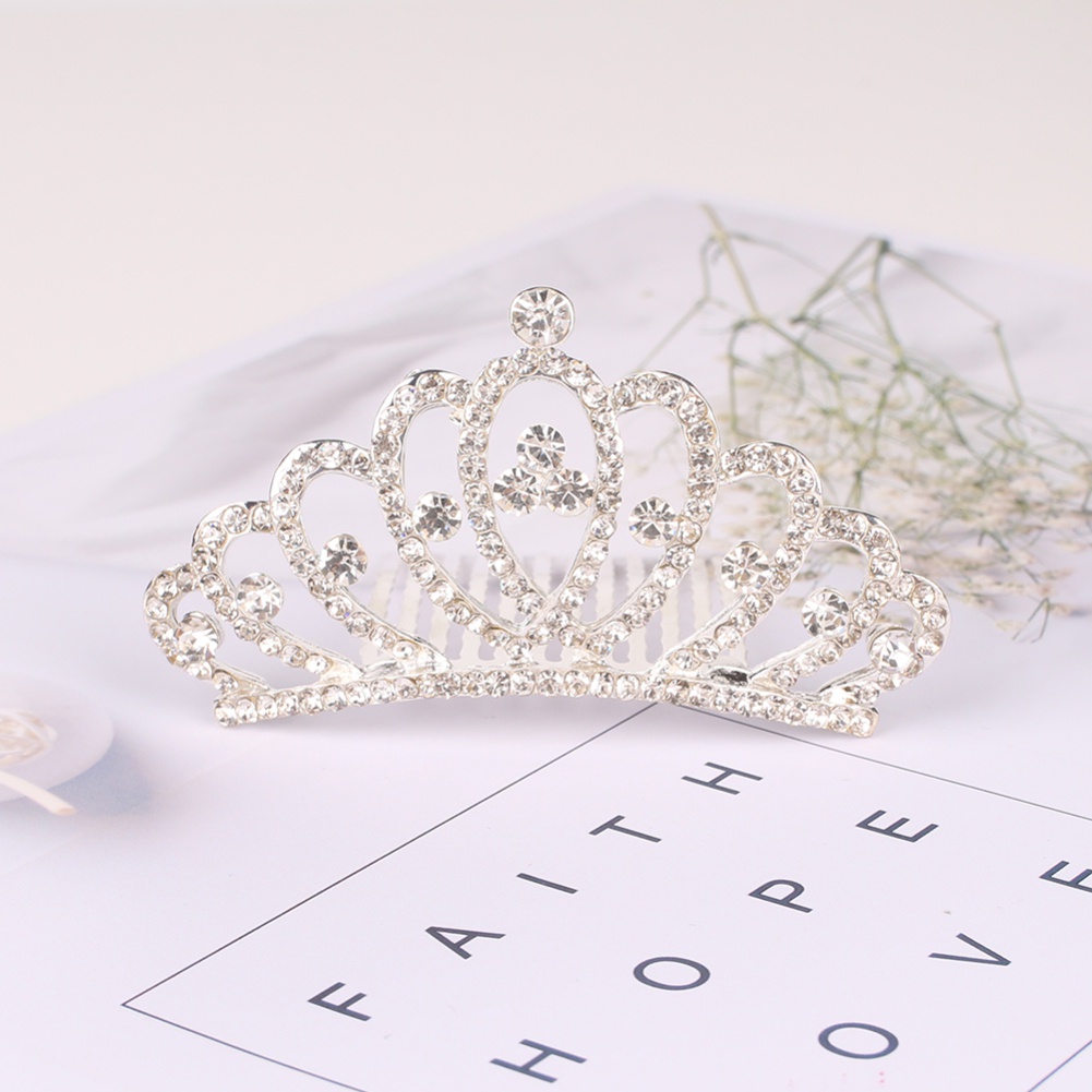 Lược Cài Tóc Hình Vương Miện Đính Đá Nhân Tạo Thời Trang Cho Bé Gái