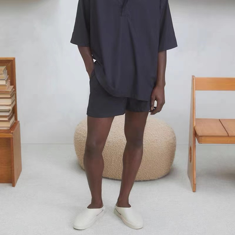 FEAR OF GOD Lounge Short 7th ESSENTIALS FOG 2022SS Homewear Black and White Sports Shorts Casual Loose