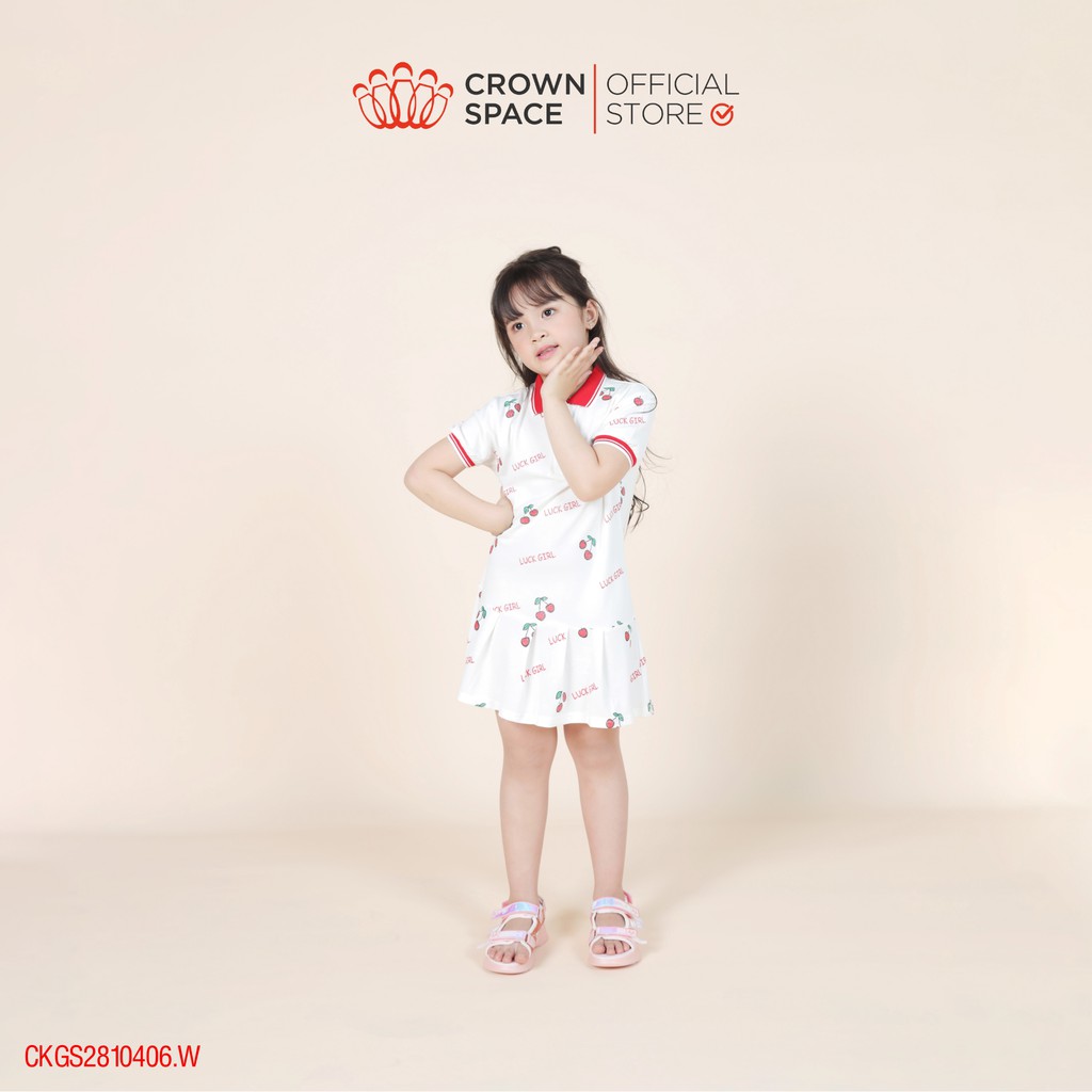 Váy đầm trắng Cherry cho bé gái chính hãng Crown Space CKGS2810406.W