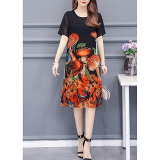 ROMI - HÌNH THẬT - ĐẦM SUÔNG BIGSIZE KIỂU ĐẦM SUÔNG TUỔI TRUNG NIÊN IN HỌA TIẾT NẤM ROMI 3209