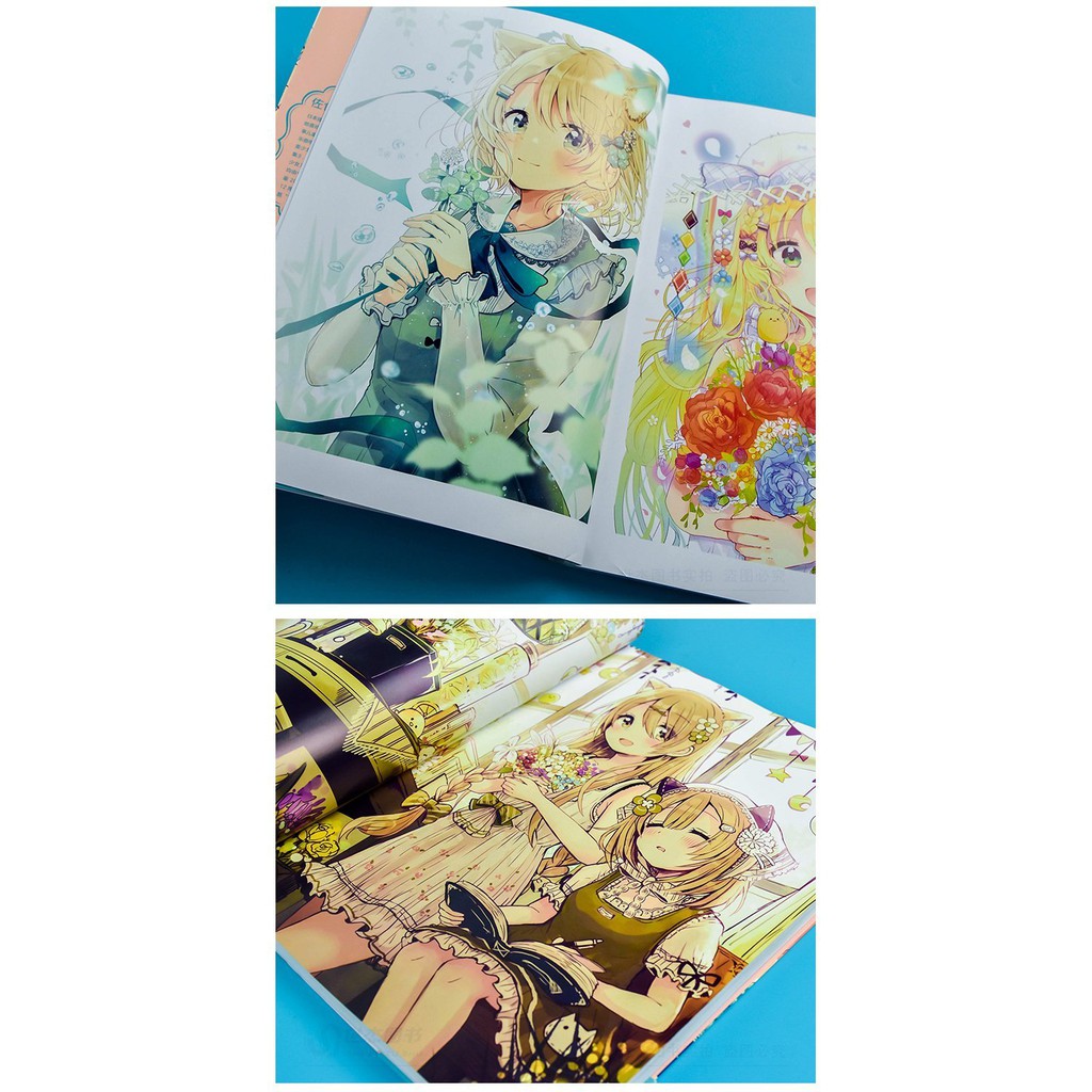 Artbook minh họa THIẾU NỮ FLUFFY PHONG CÁCH ANIME chibi xinh xắn