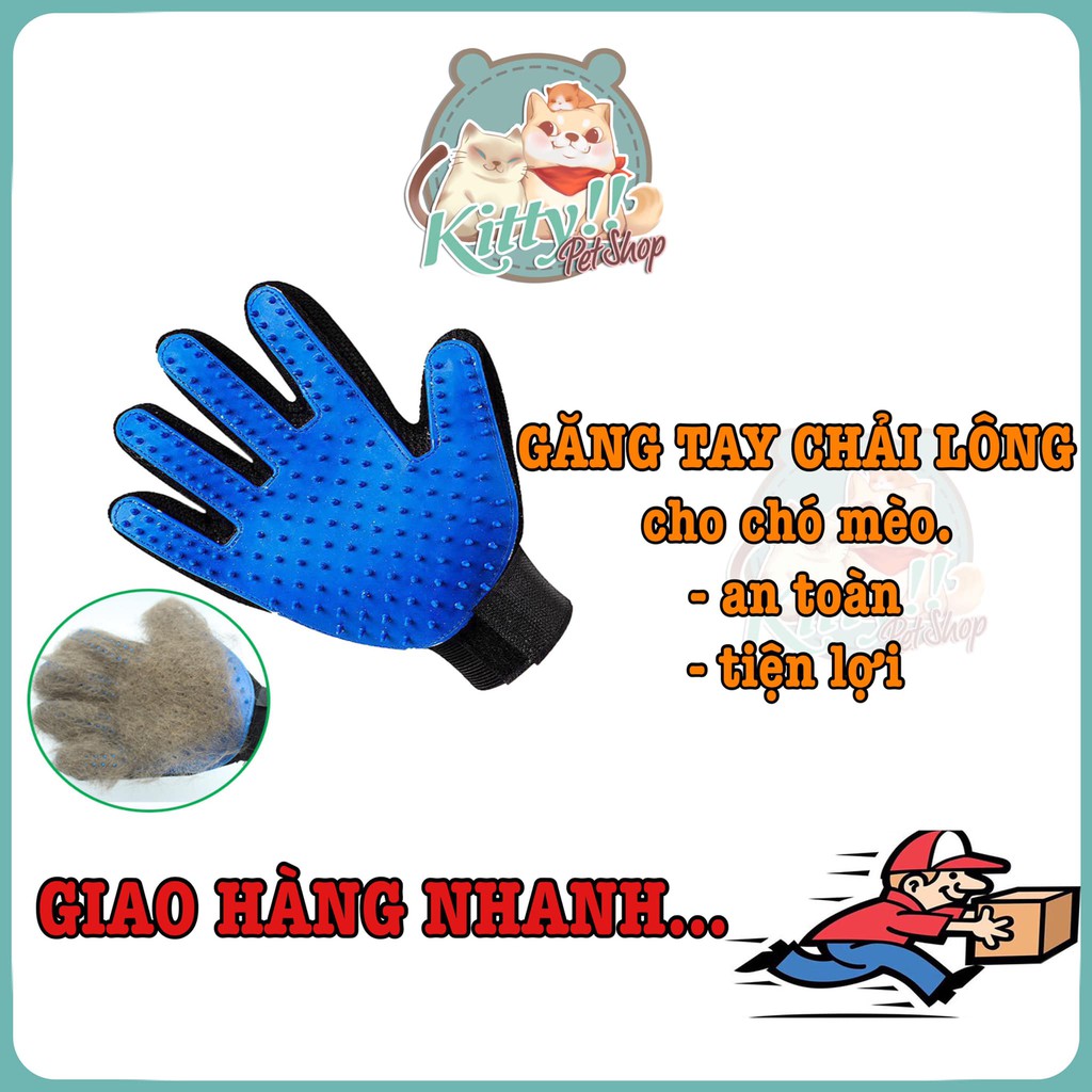 Găng tay lấy lông chó mèo, bàn tay chải lông rụng, tắm cho chó mèo - Phụ kiện cho thú cưng - Kitty Pet Shop BMT