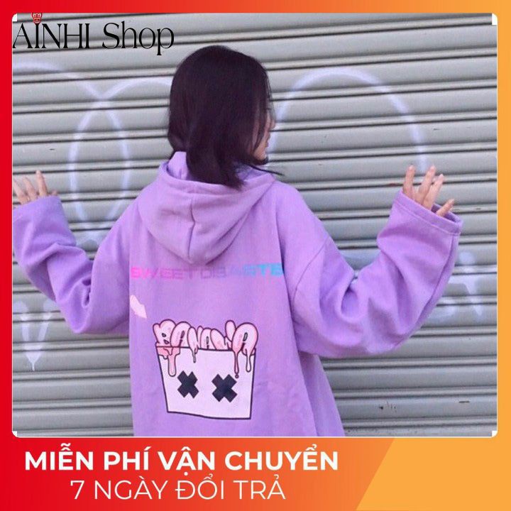 Áo Hoodie Nỉ ❤️FREESHIP❤️ Cho nam Cho nữ và Cặp Đôi Có 4 Màu, Form rộng Unisex BANAWA có dây kéo Ulzzang