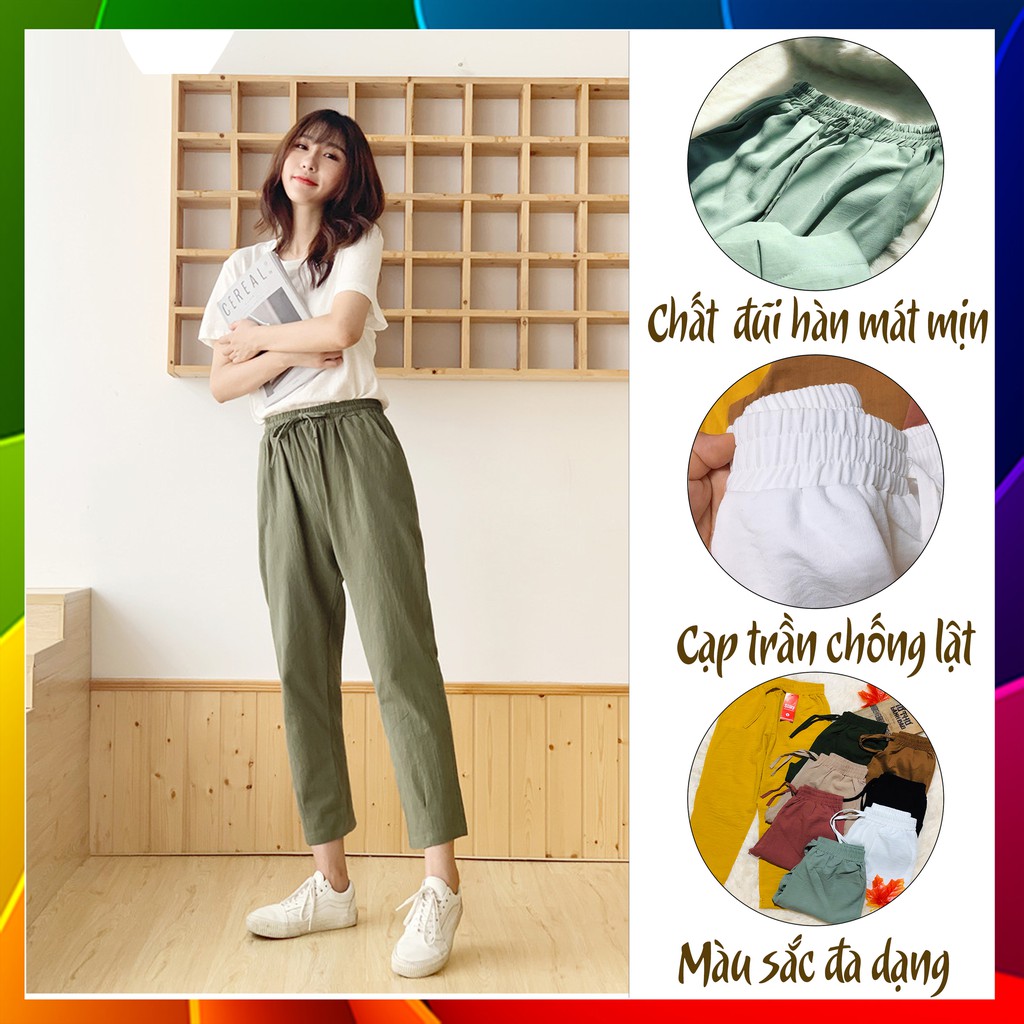 [Bigsize M-3XL Quần baggy nữ size lớn vải cực đẹp mát mềm - chất đũi 4BASIC