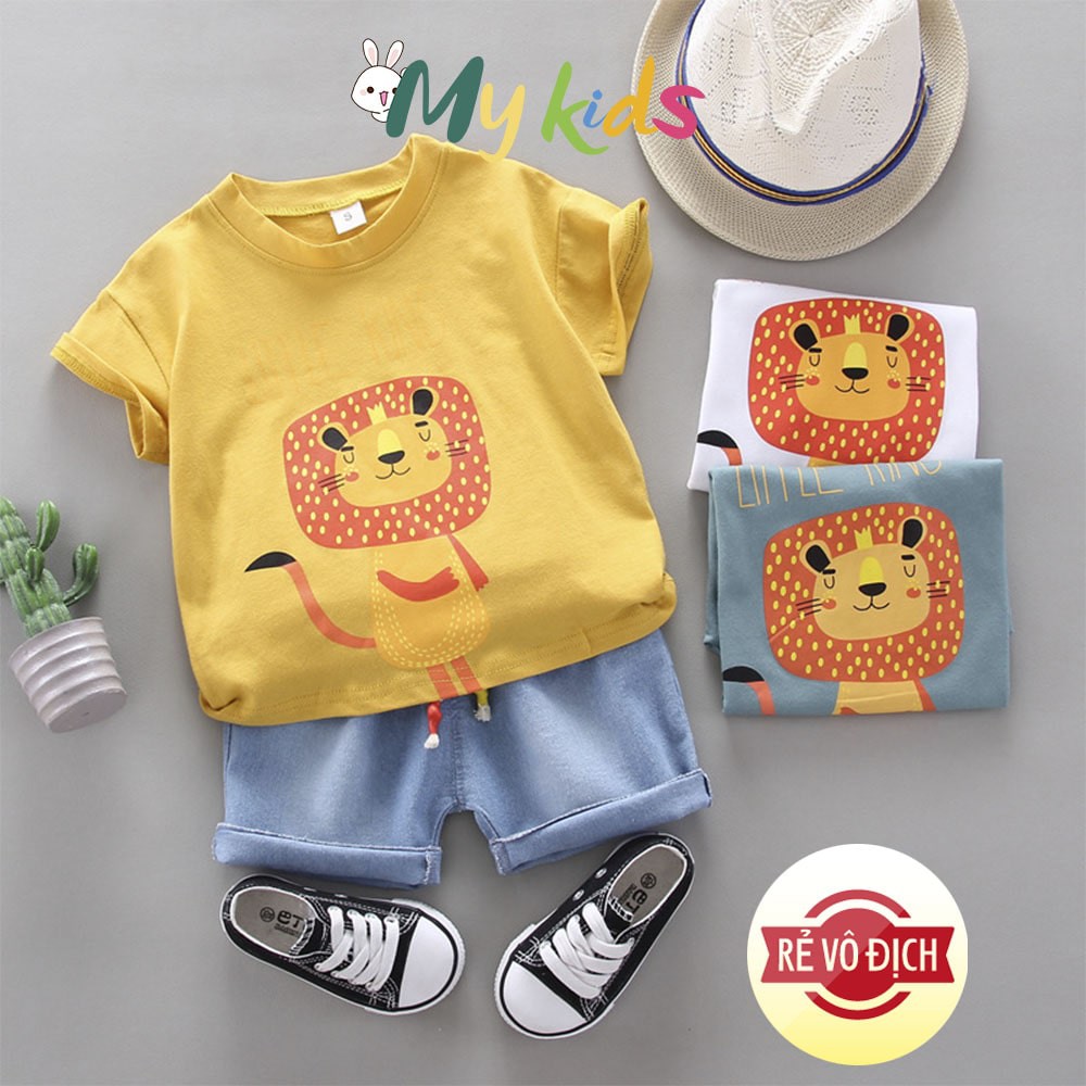 Bộ áo thun sư tử, quần jean dành cho bé trai Mykids. Size cho bé từ 06 tháng đến 5 tuổi (cân nặng từ 6- 18Kg)