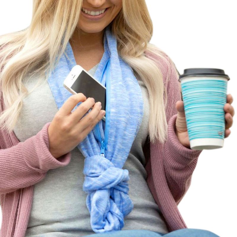 Whi Khăn Choàng Cổ Cotton Hai Lớp Ẩn Có Túi Khóa Kéo Cho Vòng Vô Cực Màu S