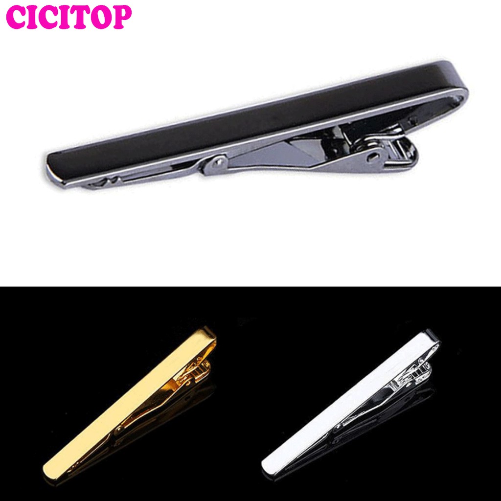 Kẹp cà vạt đồng màu bạc/vàng đồng/đen dành cho nam