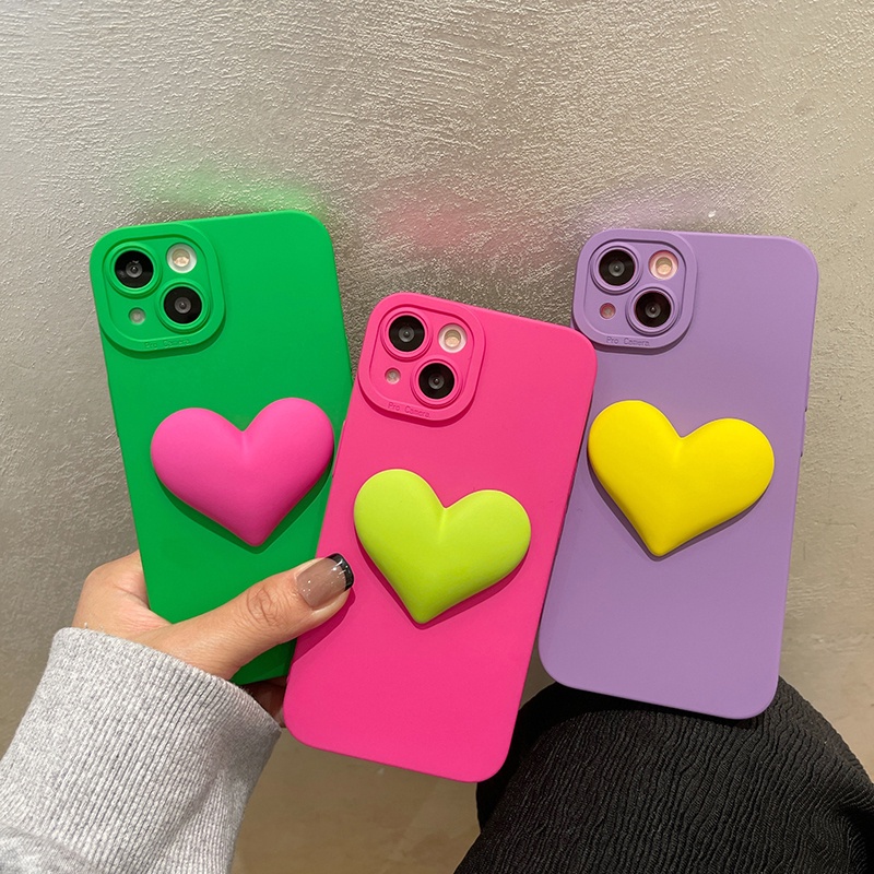 Ốp Điện Thoại Silicon Họa Tiết Trái Tim 3D Cho Iphone 12 13 Pro Max 11 12 13 Pro 11 12 13 X XR 7 8 Plus