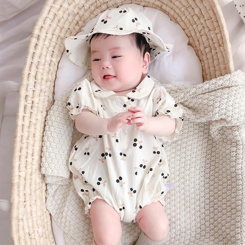 - Bộ body liền thân tay ngắn hoa nhí + Mũ cho bé gái ❣️ Mặc cực xinh, sang chảnh