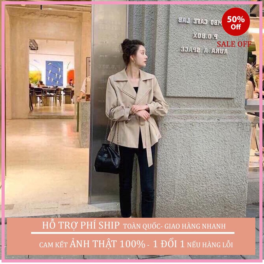 ÁO KHOÁC  KAKI NỮ BLAZER  4 KHUY KÈM ĐAI THẮT EO THỜI TRANG HÀN QUỐC THANH LỊCH TRẺ TRUNG | BigBuy360 - bigbuy360.vn