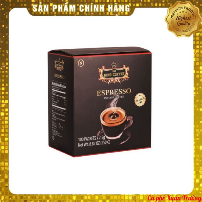 [Cà Phê Giá Sỉ Date New] Cà Phê Đen Hòa Tan KING COFFEE ESPRESSO (Hộp 100 gói x 2.5g) | BigBuy360 - bigbuy360.vn