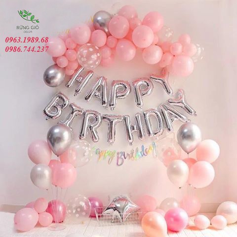 Set Bóng Trang Trí Sinh Nhật Happy Birthday (Tặng Bơm + Băng Dính)