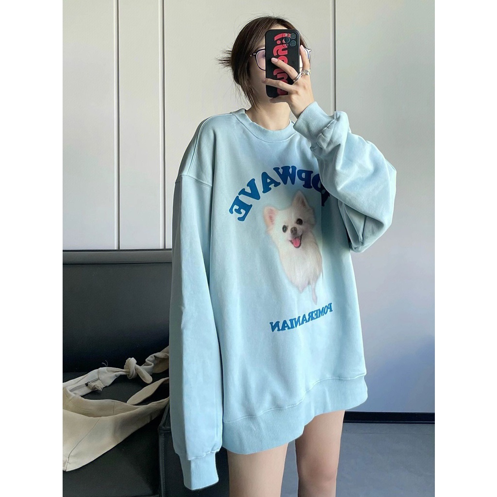 Áo sweater Cổ Tròn Chất Liệu 100% cotton Phong Cách retro Cho Nữ