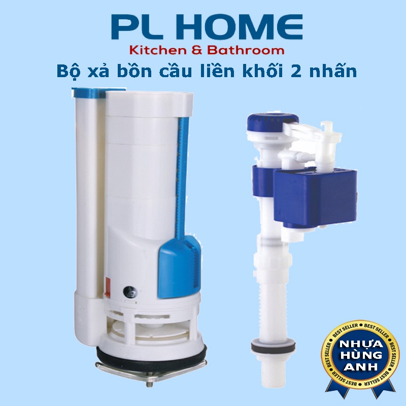 Bộ xả bồn cầu 2 nút nhấn cao cấp dành cho cầu liền khối, chống nước phèn, chịu áp suất cao