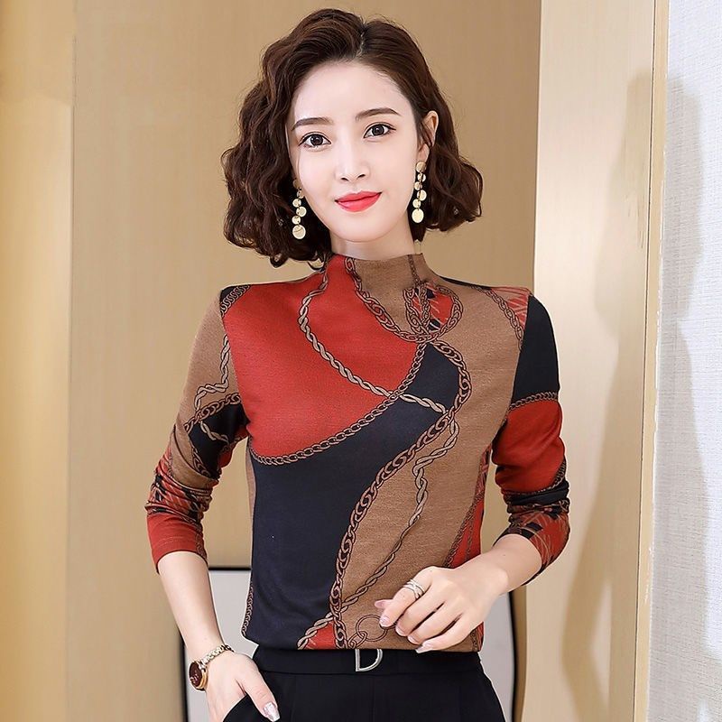 Áo Thun Tay Dài Cổ Tròn Chất Liệu Dày Dặn Thời Trang Thu Đông Cho Nữ Trung Niên