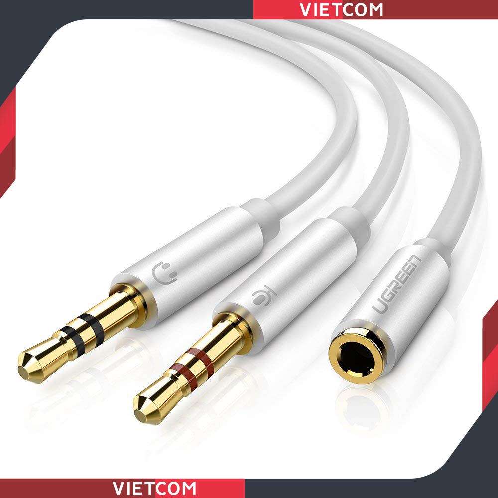 Dây Cáp Audio 3,5mm Âm Ra 2 Đầu 3,5mm 1 Mic 1 Loa Chính Hãng Ugreen - Mã 10790 - Bảo hành 18 tháng