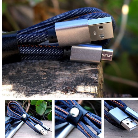 Dây cáp sạc chuẩn Micro USB Hopuaeon dây dù có viền dành cho điện thoại Samsung, HTC, Sony, Nokia....