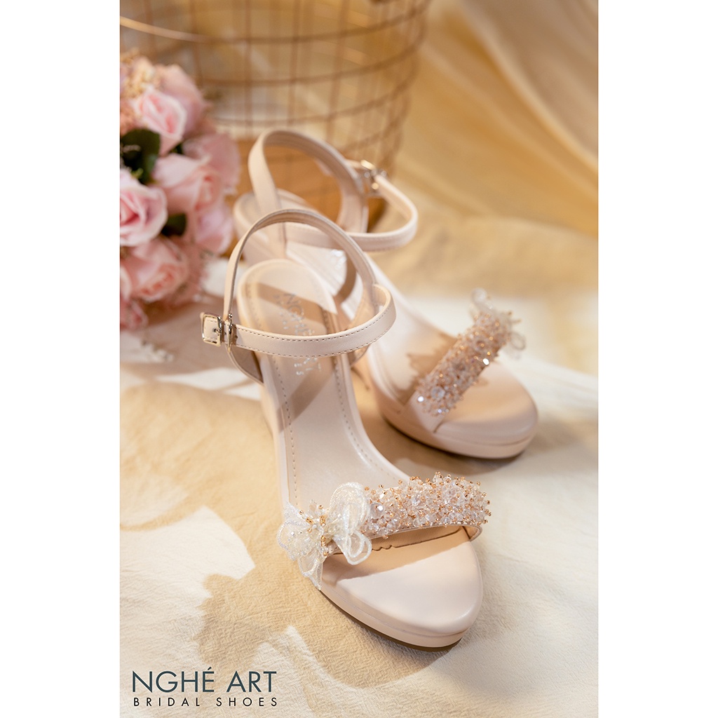 Giày cô dâu Nghé Art đế xuồng 387 nude