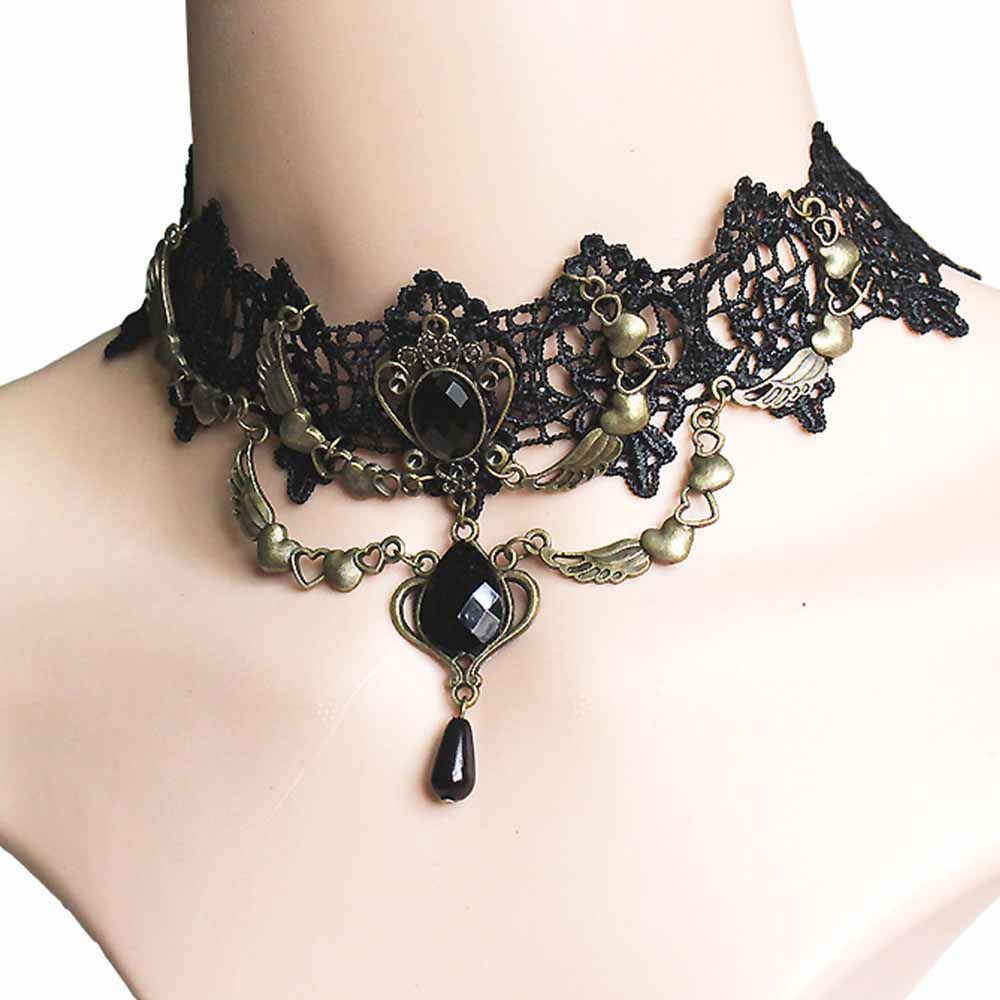 Vòng cổ choker phối ren phong cách Gothic cổ điển thời trang ấn tượng