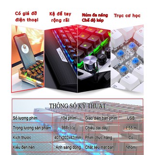 Bàn phím cơ Gaming K100, K400 hàng chuẩn cơ, LED full chế độ