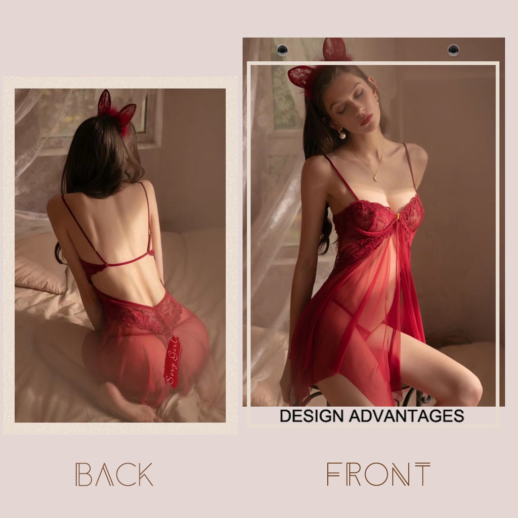 Đầm ngủ dáng rộng phối ren mỏng thời trang mùa hè quyến rũ cho nữ