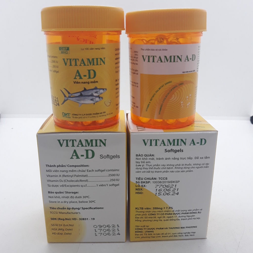 Vitamin A-D lọ 100 viên nang mềm