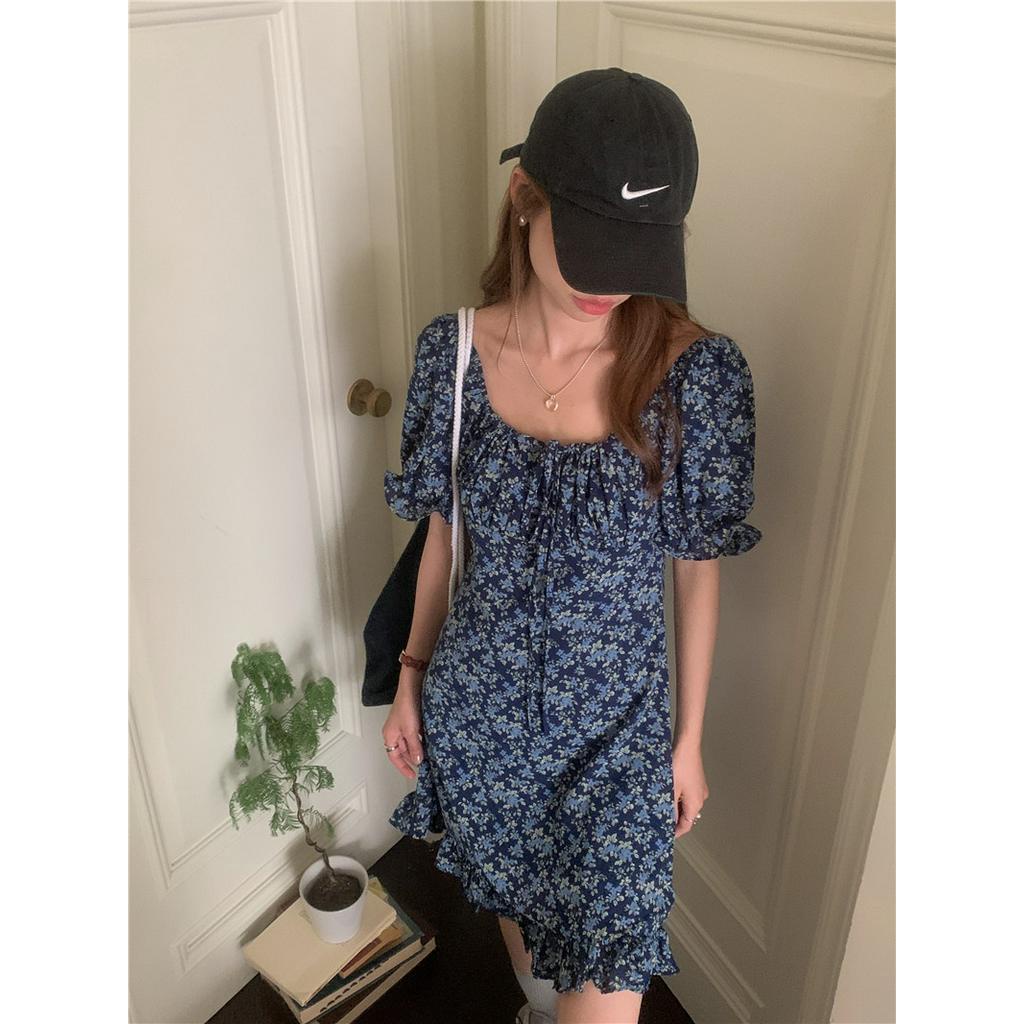 Đầm Hoa Ngắn Tay Thời Trang Pháp Kiểu Retro Quý Phái 66157