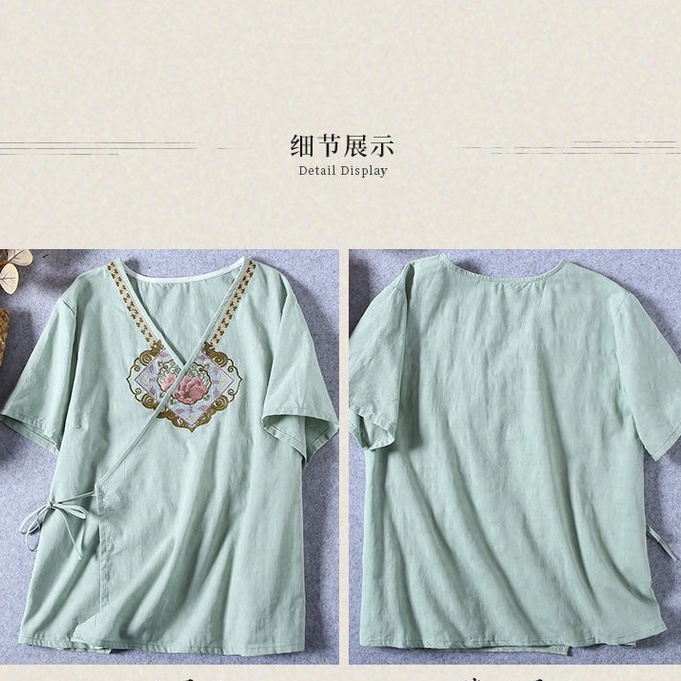 ☻ L O T U S ☻ Áo Kiểu Cổ Chữ V Thêu Plus Size CAL1815