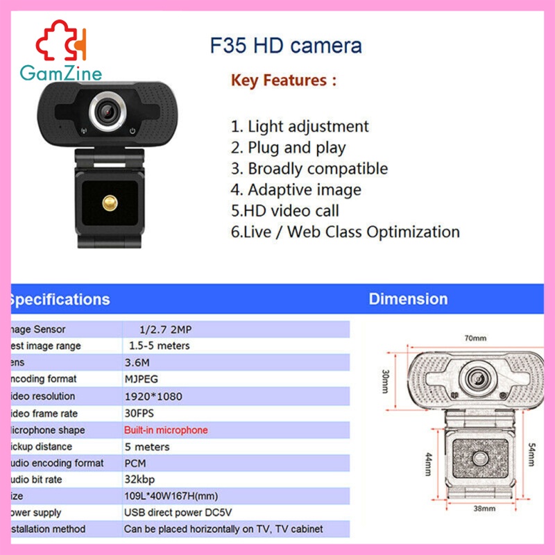 Camera 1920x1080 Pc 30fps Chất Lượng Cao Đặt Đứng Cho Máy Tính Để Bàn | BigBuy360 - bigbuy360.vn