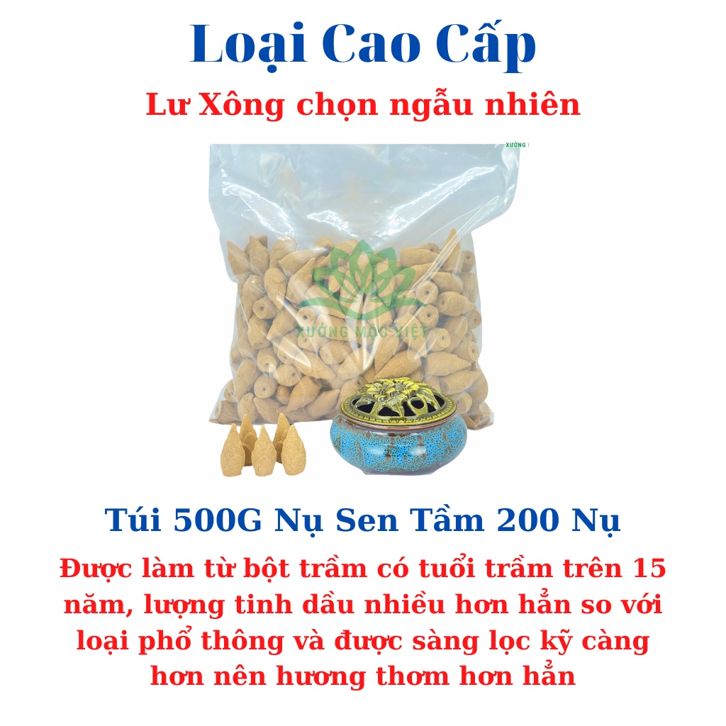 Combo 500G Nụ Trầm Hương Khói Ngược Sạch Tự Nhiên Không Hoá Chất Xưởng Mộc Việt + Lư Sứ Xông Trầm Cao Cấp ( Nụ Sen )