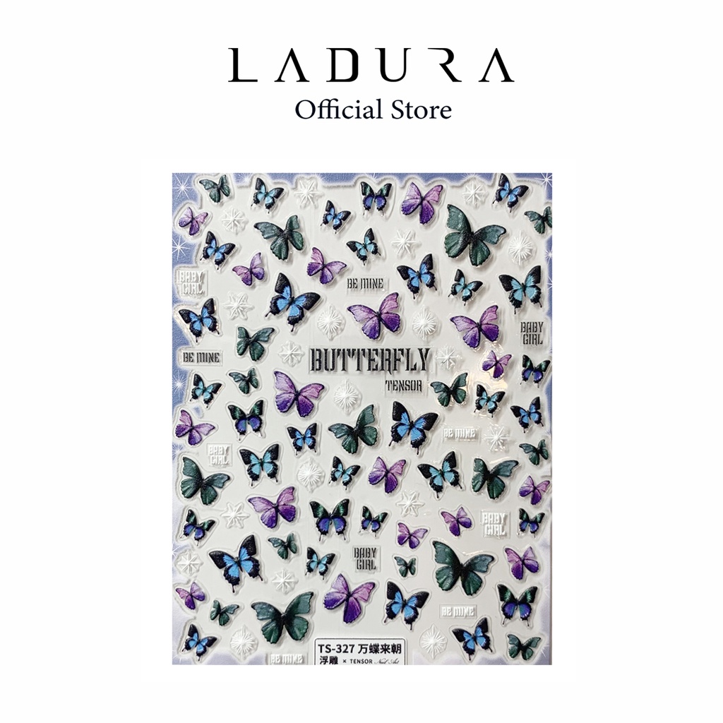 Sticker nail lụa bướm 5D LADURA