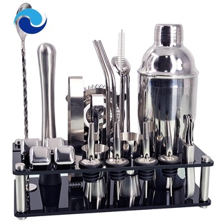Bộ 23 phụ kiện giá đỡ pha chế cocktail bằng thép không gỉ tiện dụng