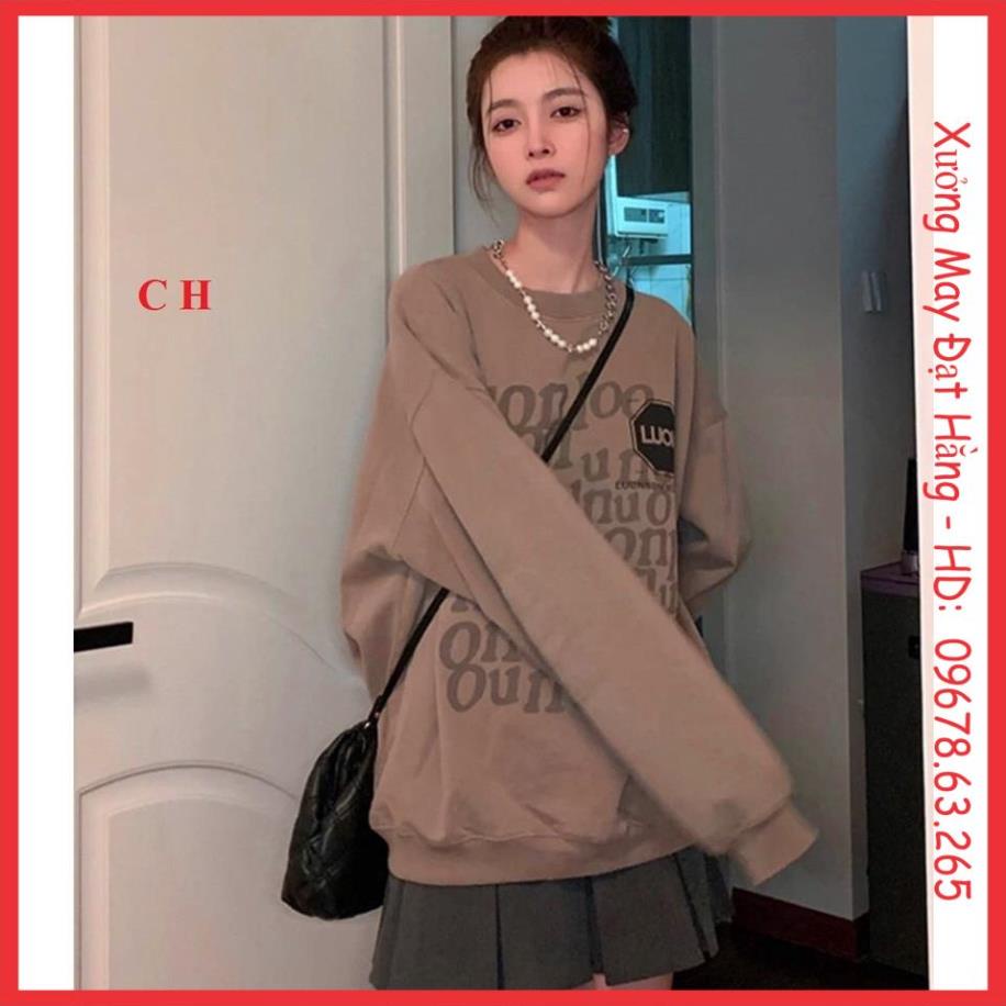Áo Sweater in chữ LUON chất nỉ cotton hàng loại 1, áo khoác nỉ nữ form thụng freesize dáng unisex chuẩn Hàn <3 | BigBuy360 - bigbuy360.vn