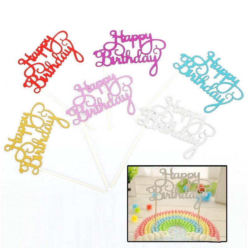 Phụ kiện cắm trang trí bánh kem sinh nhật hình chữ Happy Birthday