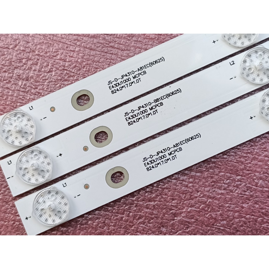 THANH LED TIVI ASANZO 43EK7 43DU1000 43DU3000 43FH960 JS-D-JP4310-A81EC MỚI 100%, BỘ 3 THANH, MỖI THANH 8 BÓNG 6V