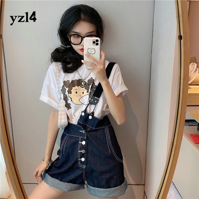 Quần Yếm Jean Ống Rộng Phong Cách One piece Cá Tính