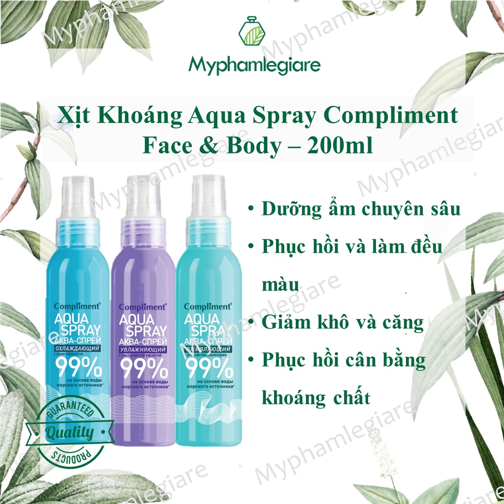 Xịt khoáng Aqua phục hồi 99% Compliment 200ml hàng nội địa Nga | BigBuy360 - bigbuy360.vn