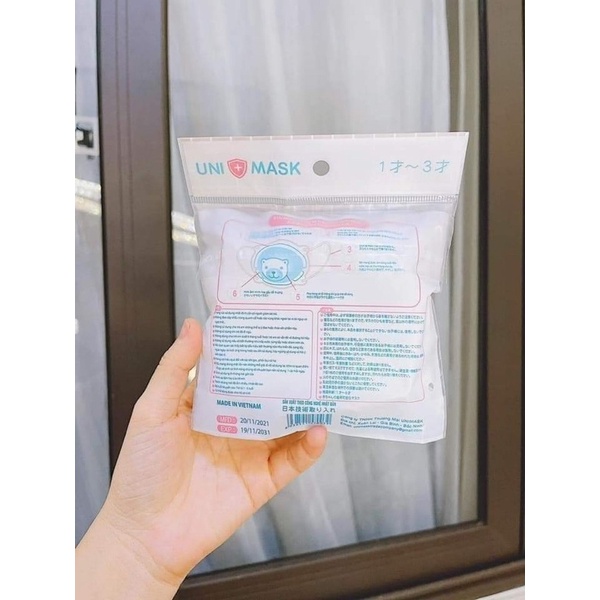 (set 3c) Khẩu trang gấu Unimask cho bé 1 tuổi hình chú gấu set 3 chiếc