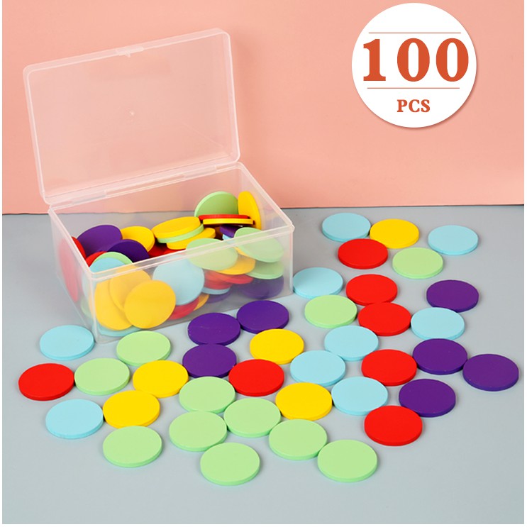 100 xu gỗ màu cho bé - giáo cụ montessori cho bé học toán , học đếm chơi màu, làm thủ công - Benzkids